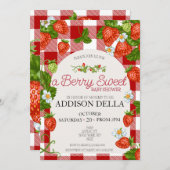 Strawberry Baby Dusche | Berry Sweet Einladung (Vorne/Hinten)