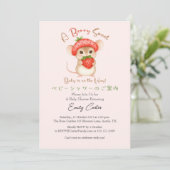 Strawberry Baby Dusche Berry Sweet Pink Mouse Einladung (Stehend Vorderseite)