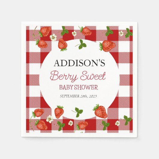 Strawberry Baby Dusche | Berry Sweet Serviette (Vorderseite)