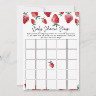 Strawberry baby Dusche Bingo Spielkarte Einladung