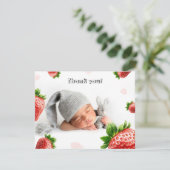Strawberry Baby Dusche - Danke Karte (Stehend Vorderseite)