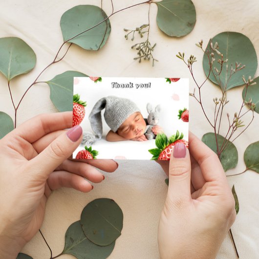 Strawberry Baby Dusche - Danke Karte