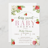 Strawberry Baby Dusche Einladung (Vorne/Hinten)
