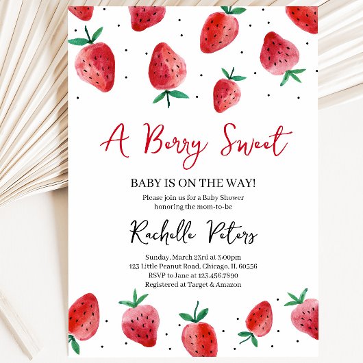 Strawberry Baby Dusche Einladung