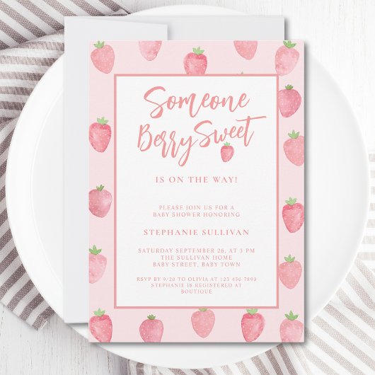 Strawberry Baby Dusche Einladung