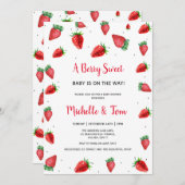 Strawberry Baby Dusche Einladung | Berry Sweet (Vorne/Hinten)