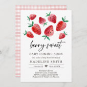 Strawberry Baby Dusche Einladung Berry Sweet Baby (Vorne/Hinten)