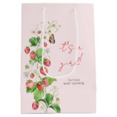 Strawberry Baby Dusche Es ist ein Mädchen Mittlere Geschenktüte (Rückseite)