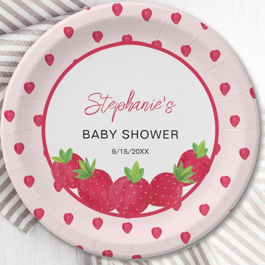 Strawberry Baby Dusche Pappteller
