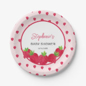 Strawberry Baby Dusche Pappteller (Vorderseite)