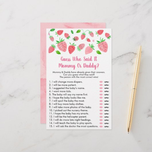 Strawberry Baby Dusche Ratgeber, der sagte, es Spi (Vorderseite/Rückseite Beispiel)