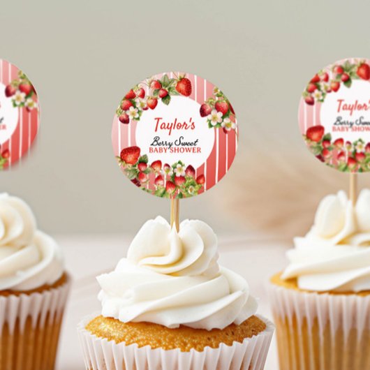 Strawberry Baby Dusche Runder Aufkleber