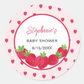 Strawberry Baby Dusche Runder Aufkleber (Vorderseite)