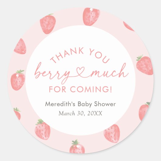 Strawberry Baby Dusche Runder Aufkleber (Vorderseite)