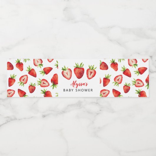 Strawberry Baby Dusche Sommer Wasserflaschenetikett (Einzelnes Label)