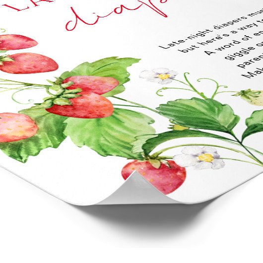 Strawberry Baby Dusche Spate Night Diapers Poster (Ecke)