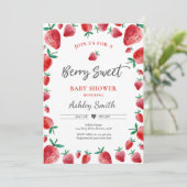 Strawberry Baby Dusche Summer Berry Sweet Baby Einladung (Stehend Vorderseite)