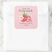 Strawberry Baby Dusche Vielen Dank Berry Much Cust Quadratischer Aufkleber (Tasche)