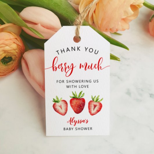 Strawberry Baby Dusche Vielen Dank Berry Much Geschenkanhänger