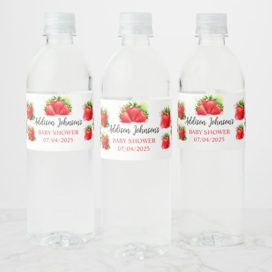 Strawberry Baby Dusche Wasserflaschenetikett (Flaschen)
