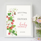 Strawberry Baby Dusche Willkommen Poster