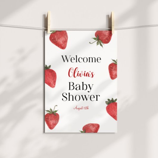Strawberry Baby Dusche Willkommen Poster