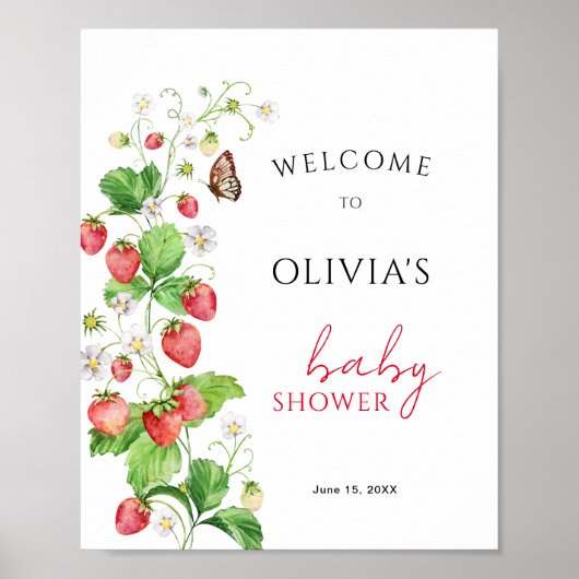 Strawberry Baby Dusche Willkommen Poster (Vorne)