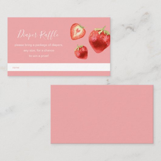 Strawberry Baby Duwer Diaper Raffle Begleitkarte (Vorne/Hinten)