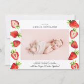 Strawberry Baby Foto Geburtsankündigung Ankündigung (Vorderseite)