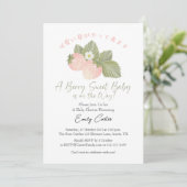 Strawberry Baby Girl Dusche Berry Sweet Pink Niedl Einladung (Stehend Vorderseite)