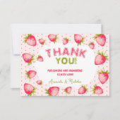 Strawberry Baby Girl Dusche Summer Pink Dankeskarte (Vorderseite)