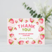 Strawberry Baby Girl Dusche Summer Pink Dankeskarte (Stehend Vorderseite)