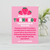 Strawberry Baby Girl Shower Berry Sweet Dankeskarte (Stehend Vorderseite)