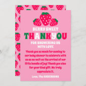 Strawberry Baby Girl Shower Berry Sweet Dankeskarte (Vorne/Hinten)