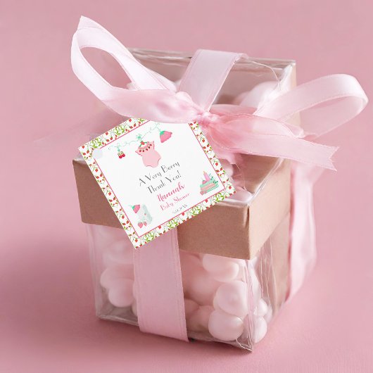 Strawberry Baby Outfit mit Pattern Baby Vielen Dan Geschenkanhänger