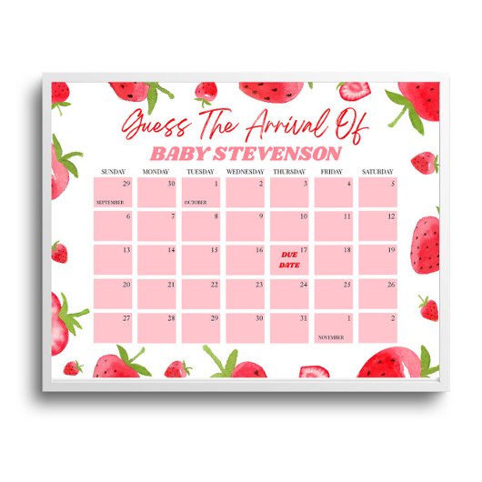 Strawberry Baby Showdatum Kalenderzeichen Poster