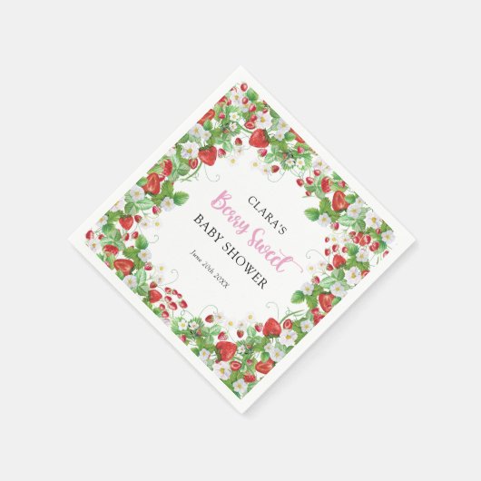 Strawberry Baby Shower Berry Sweet Napkins Serviette (Ecke)