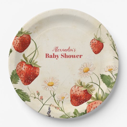 Strawberry Baby Shower Berry Sweet Pappteller (Vorderseite)