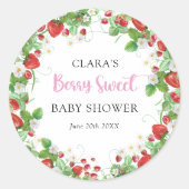 Strawberry Baby Shower Berry Sweet Runder Aufkleber (Vorderseite)