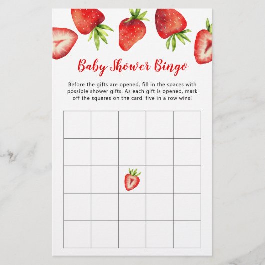 Strawberry Baby Shower Bingo Game (Vorderseite)