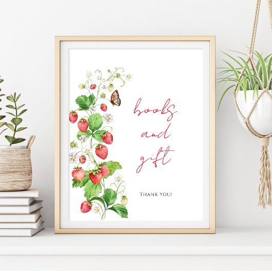 Strawberry Baby Shower Books und Gift Poster