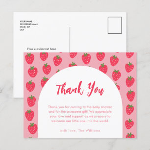 Strawberry Baby Shower Danke Postcard Postkarte