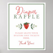 Strawberry Baby Shower Diaper Raffle Sign Poster (Vorne)