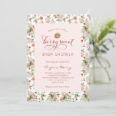 Strawberry Baby Shower Einladung (Stehend Vorderseite)