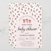 Strawberry Baby Shower Einladung (Vorne/Hinten)