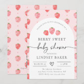 Strawberry Baby Shower Einladung | Berry Baby (Vorne/Hinten)