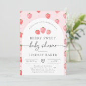 Strawberry Baby Shower Einladung | Berry Baby (Stehend Vorderseite)
