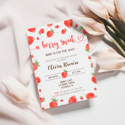 Strawberry Baby Shower Einladung | Berry Sweet