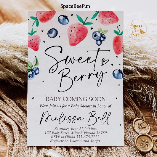 Strawberry Baby Shower Einladung BlueBerry
