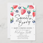 Strawberry Baby Shower Einladung BlueBerry (Vorderseite)